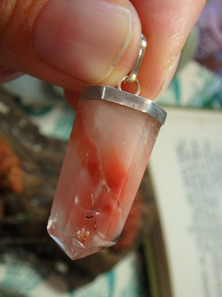 Red Angel Phantom Quartz Pendant In Sterling Silver (Includes Silver Chain)* - Earth Family Crystals