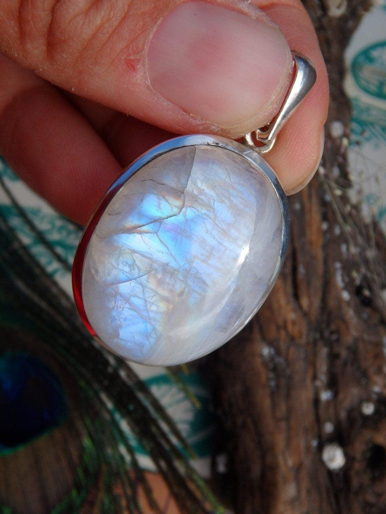 Beautiful Glow Rainbow Moonstone Pendant In Sterling Silver (Includes Silver Chain)* - Earth Family Crystals