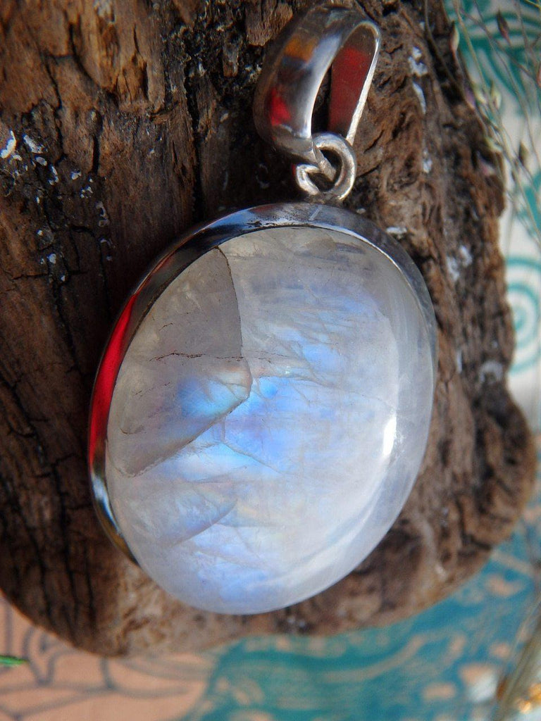 Beautiful Glow Rainbow Moonstone Pendant In Sterling Silver (Includes Silver Chain)* - Earth Family Crystals