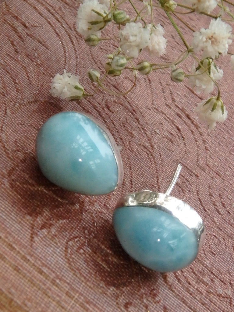 Show Stopper Tranquil Blue Larimar Studs in Sterling Silver - Earth Family Crystals
