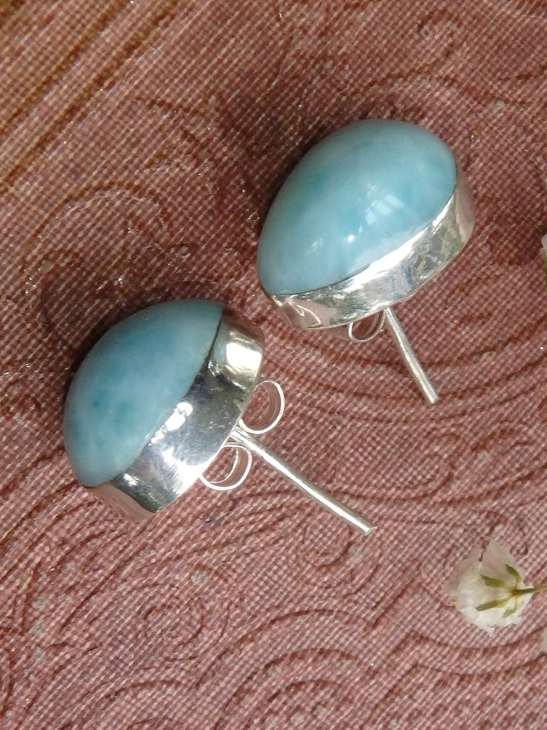 Show Stopper Tranquil Blue Larimar Studs in Sterling Silver - Earth Family Crystals