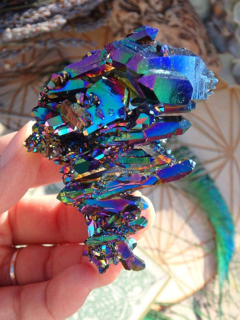 Absolutely Brilliant  Large Double Terminated TITANIUM QUARTZ CLUSTER - Earth Family Crystals
