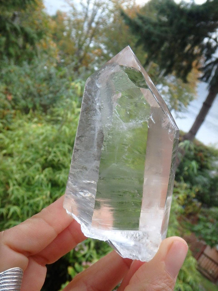 Gorgeous  Phantom Inclusions Large Lemurian Seed Point From Brazil - Earth Family Crystals
