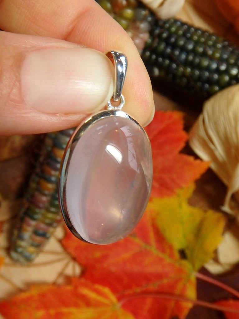 Sweet vibes! Rose Quartz Gemstone  Pendant In Sterling Silver* (Includes Silver Chain) - Earth Family Crystals