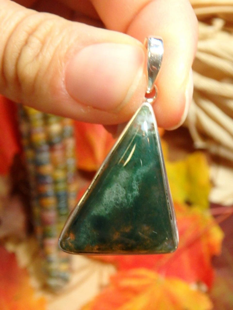 MOSS AGATE GEMSTONE PENDANT In Sterling Silver (Includes Silver Chain) - Earth Family Crystals