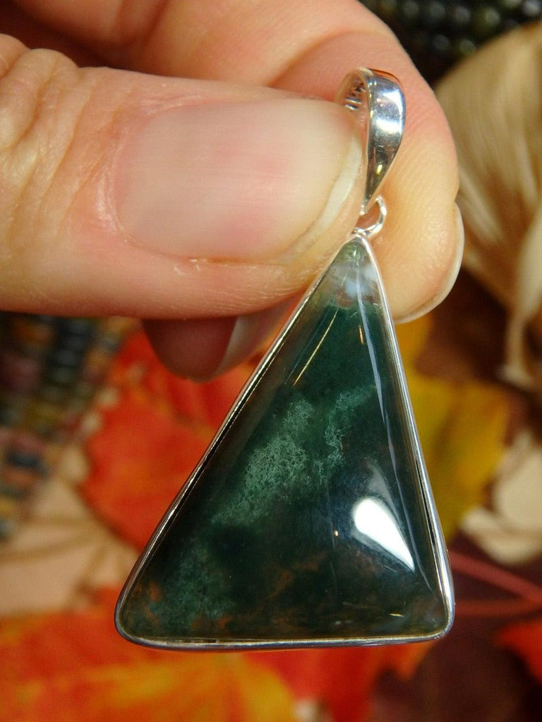 MOSS AGATE GEMSTONE PENDANT In Sterling Silver (Includes Silver Chain) - Earth Family Crystals