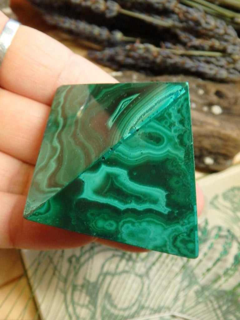 MALACHITE PYRAMID CARVING - Earth Family Crystals