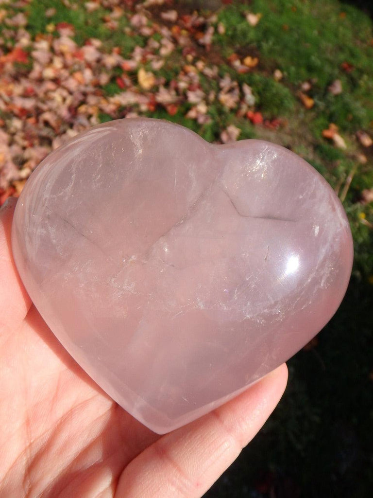 Sweet Pink Rose Quartz Heart Carving - Earth Family Crystals