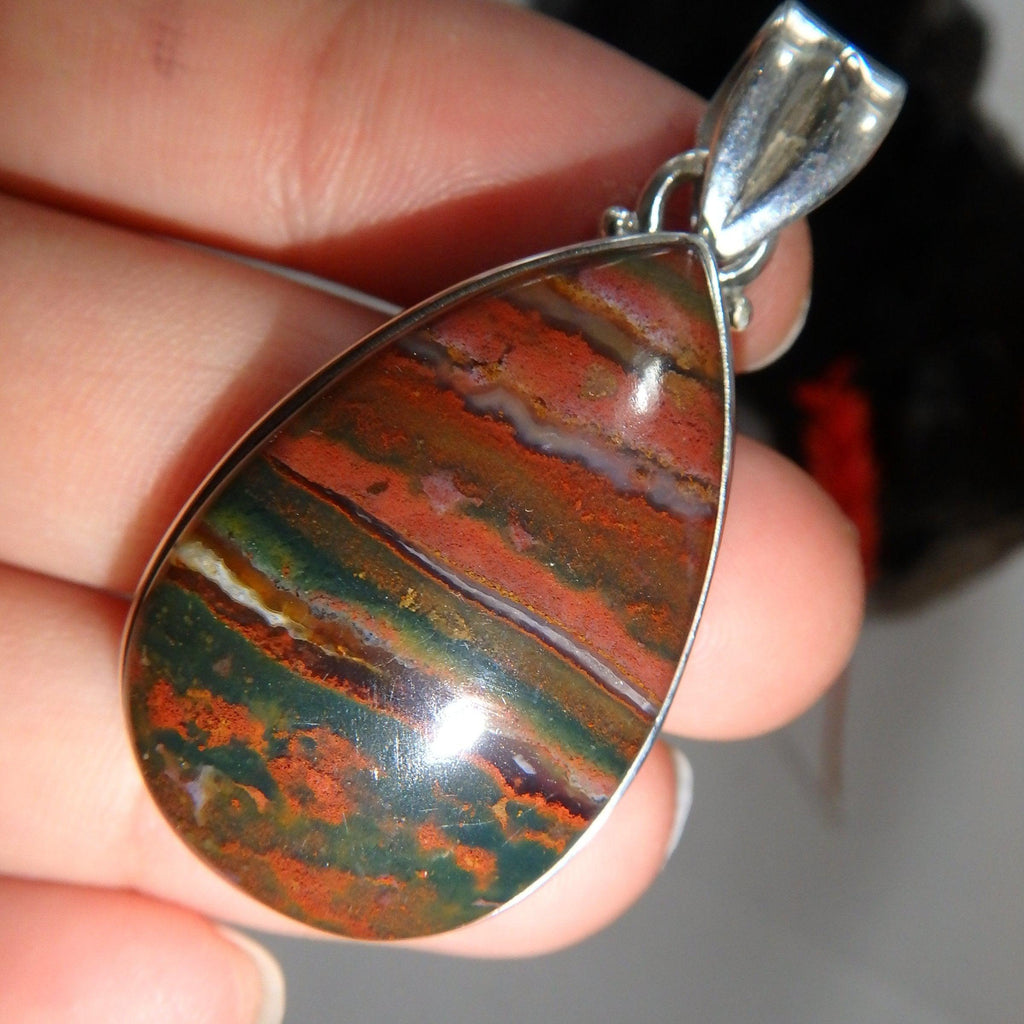 Amazing & Unique Bloodstone Pendant in Sterling Silver ( Includes Silver Chain) - Earth Family Crystals