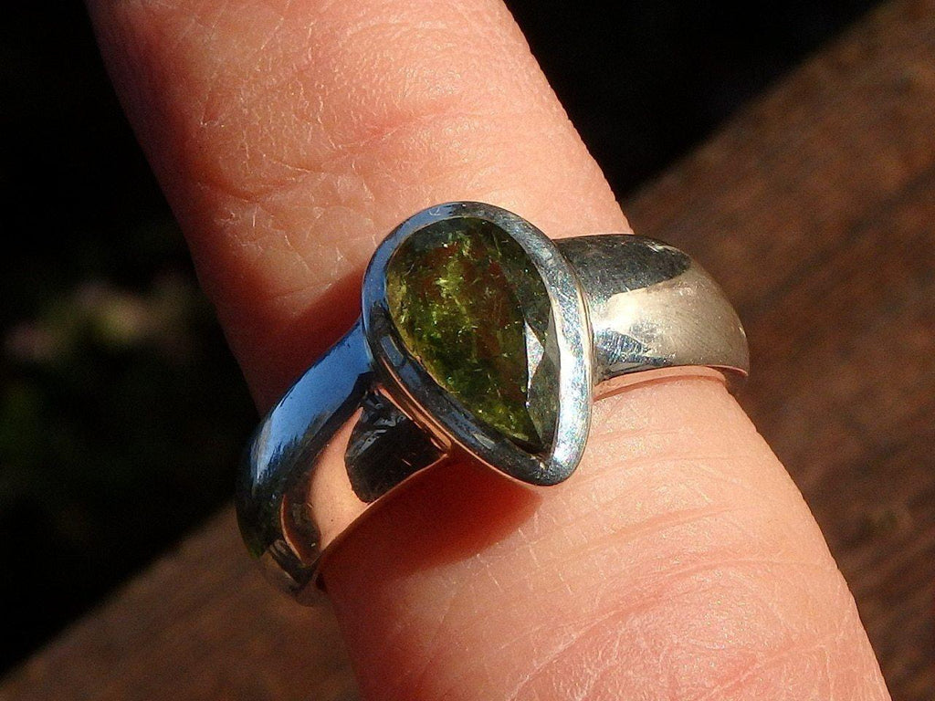 Delightful Faceted Green Tourmaline Ring In Sterling Silver (Size 7) - Earth Family Crystals