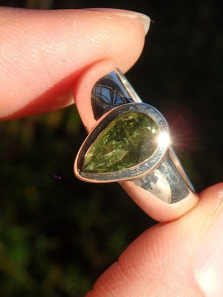 Delightful Faceted Green Tourmaline Ring In Sterling Silver (Size 7) - Earth Family Crystals