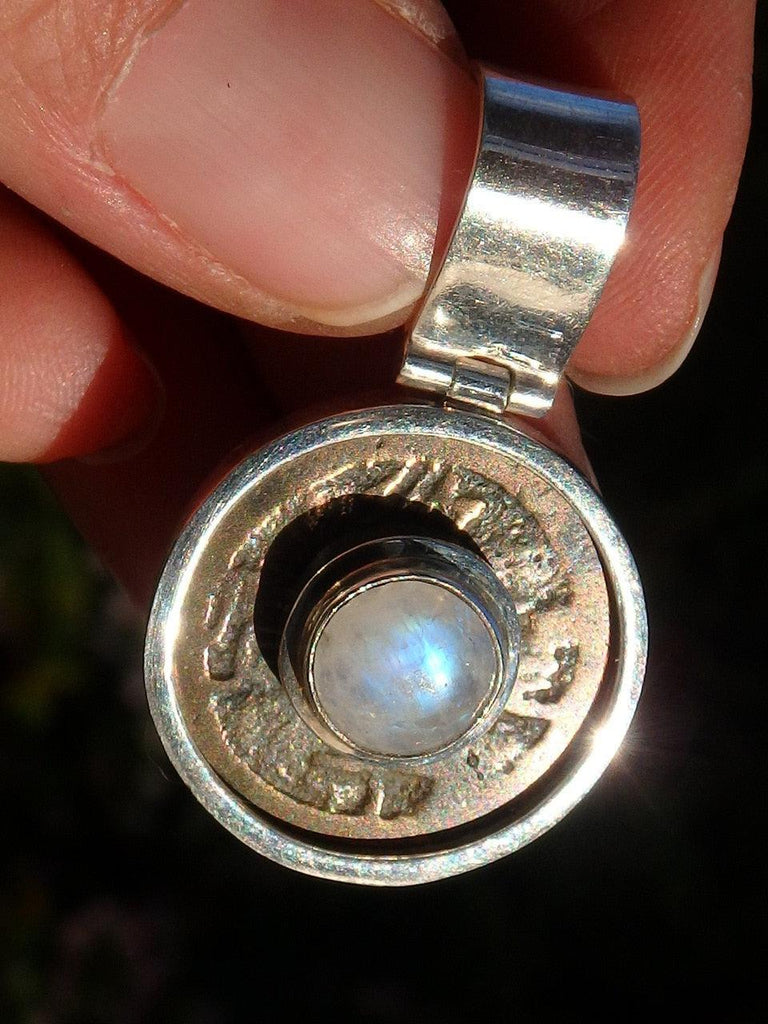 Unique Asia Inspired Rainbow Moonstone Pendant In Sterling Silver (Includes Silver Chain) - Earth Family Crystals