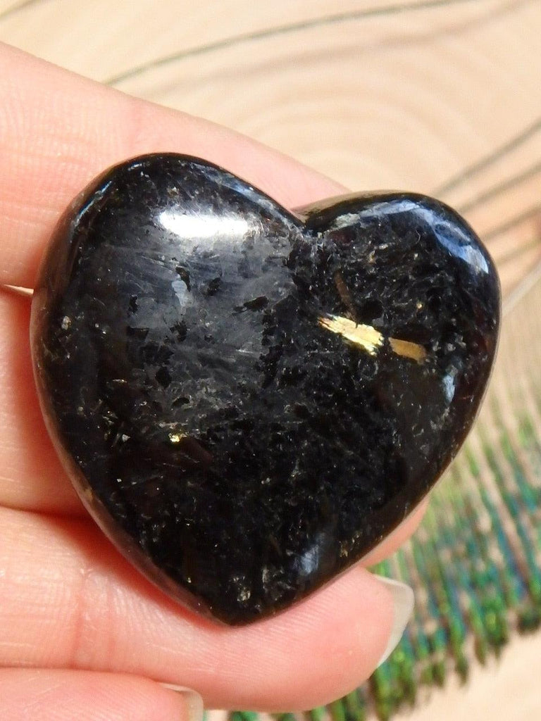 Greenland Nuummite Gemstone Heart Carving 3 - Earth Family Crystals