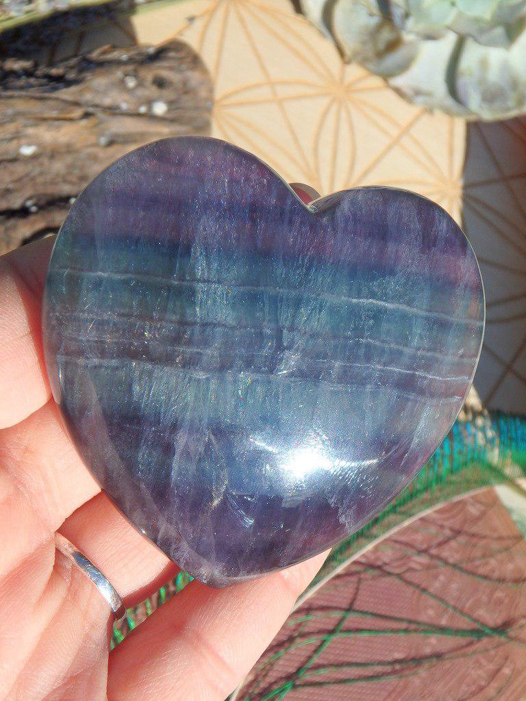 Stunning Rainbow Fluorite Heart 1 - Earth Family Crystals