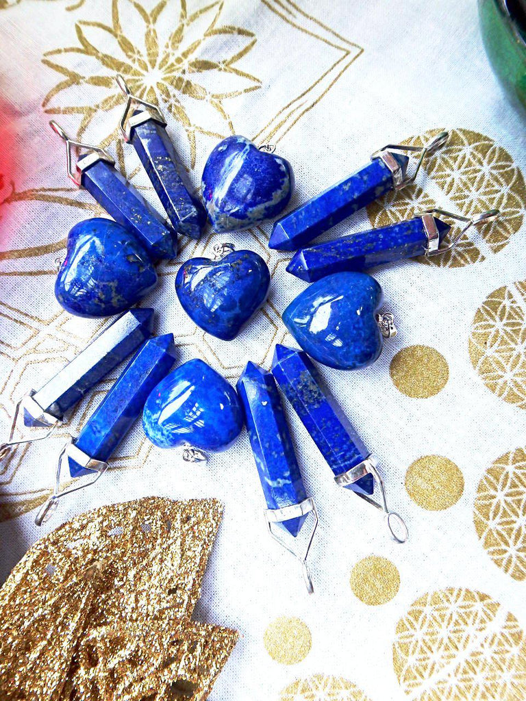 Vibrant Celestial Blue Lapis Lazuli Gemstone Pendant In Sterling Silver - Earth Family Crystals