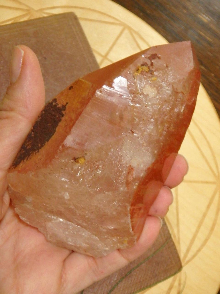 Rare! Stunning Large  Scarlet Temple (Strawberry) Lemurian Quartz Point From Brazil - Earth Family Crystals