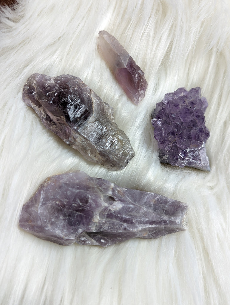 Sweet Purple Stone set! Super 7, Auralite-23, Amethyst Cluster - Set 1 - Earth Family Crystals