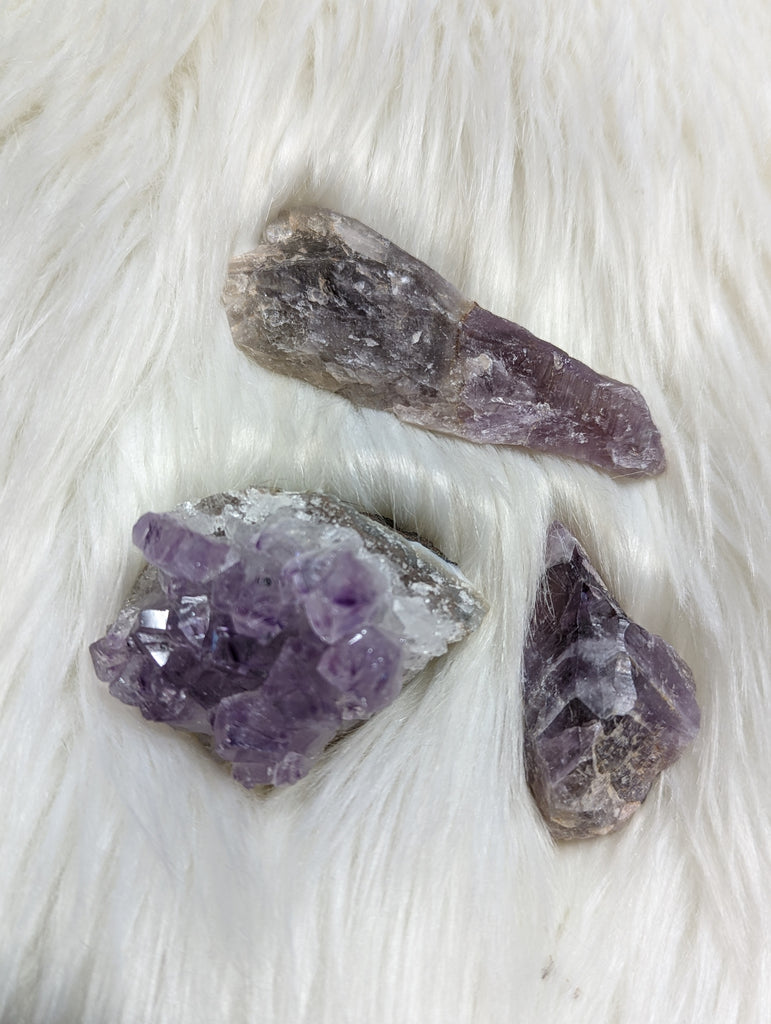 Sweet Purple Stone set! Super 7, Auralite-23, Amethyst Cluster - Set 2 - Earth Family Crystals
