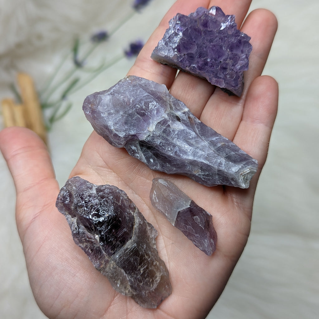 Sweet Purple Stone set! Super 7, Auralite-23, Amethyst Cluster - Set 1 - Earth Family Crystals