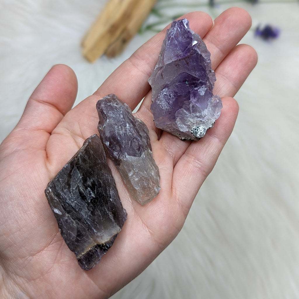 Sweet Purple Stone set! Super 7, Auralite-23, Amethyst Cluster - Set 3 - Earth Family Crystals