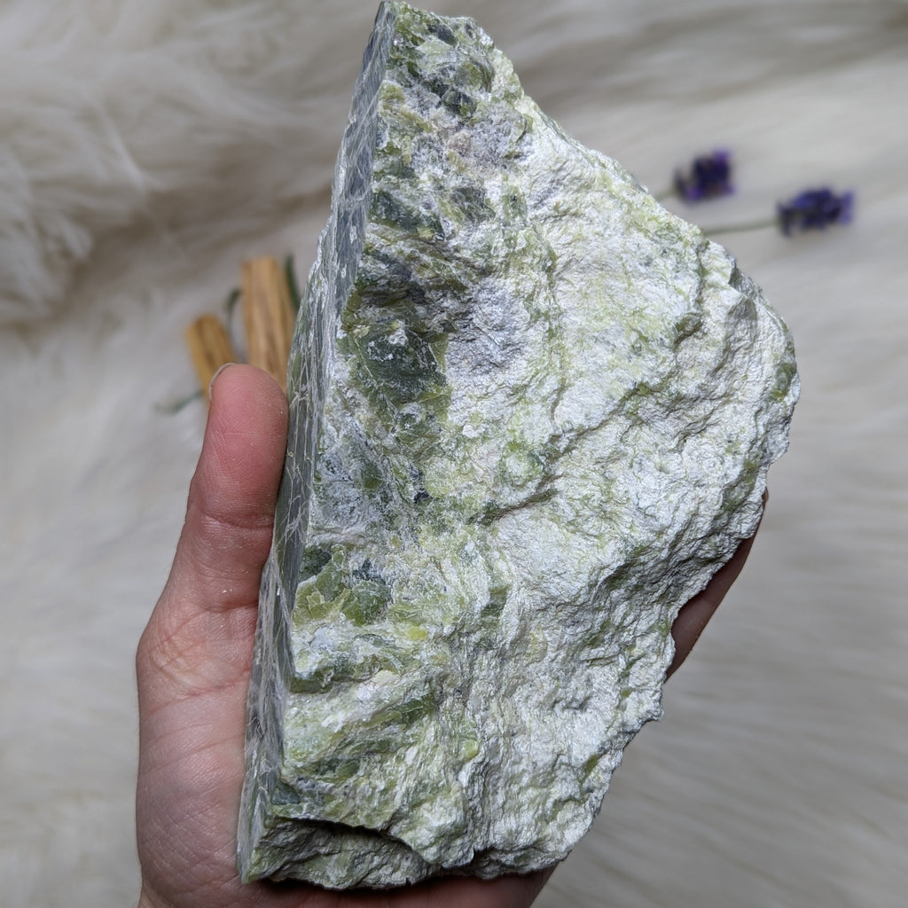 RESERVED | Lovely Lime and Dark Green Serpentine Slice Specimen - Earth Family Crystals