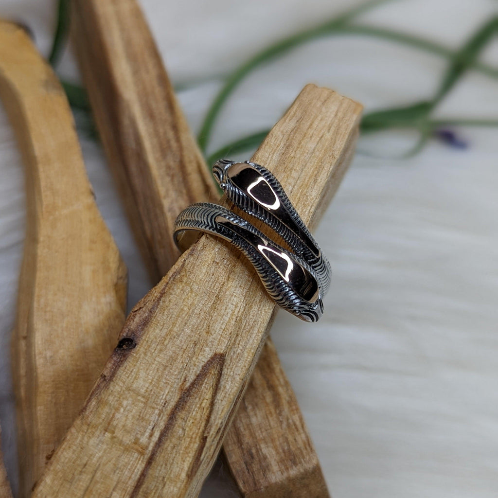 Sterling Silver Snake Adjustable Ring - Earth Family Crystals