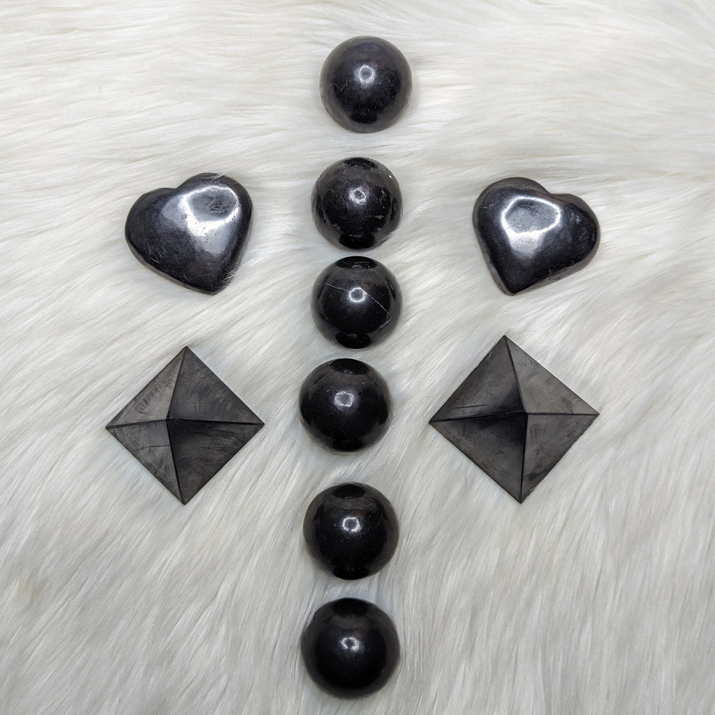 EMF Protection~One Polished Shungite Heart Carving - Earth Family Crystals