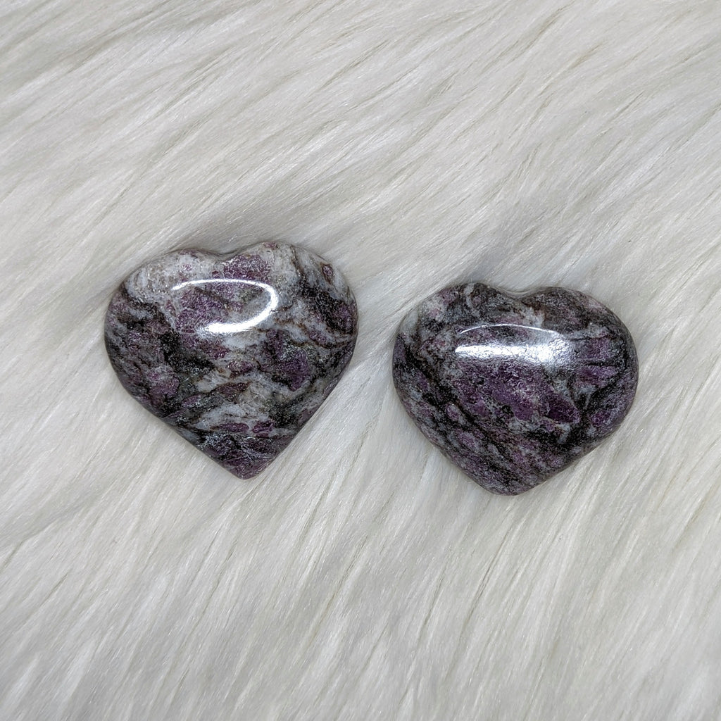 One Medium Soothing Ruby Feldspar Heart Carving - Earth Family Crystals
