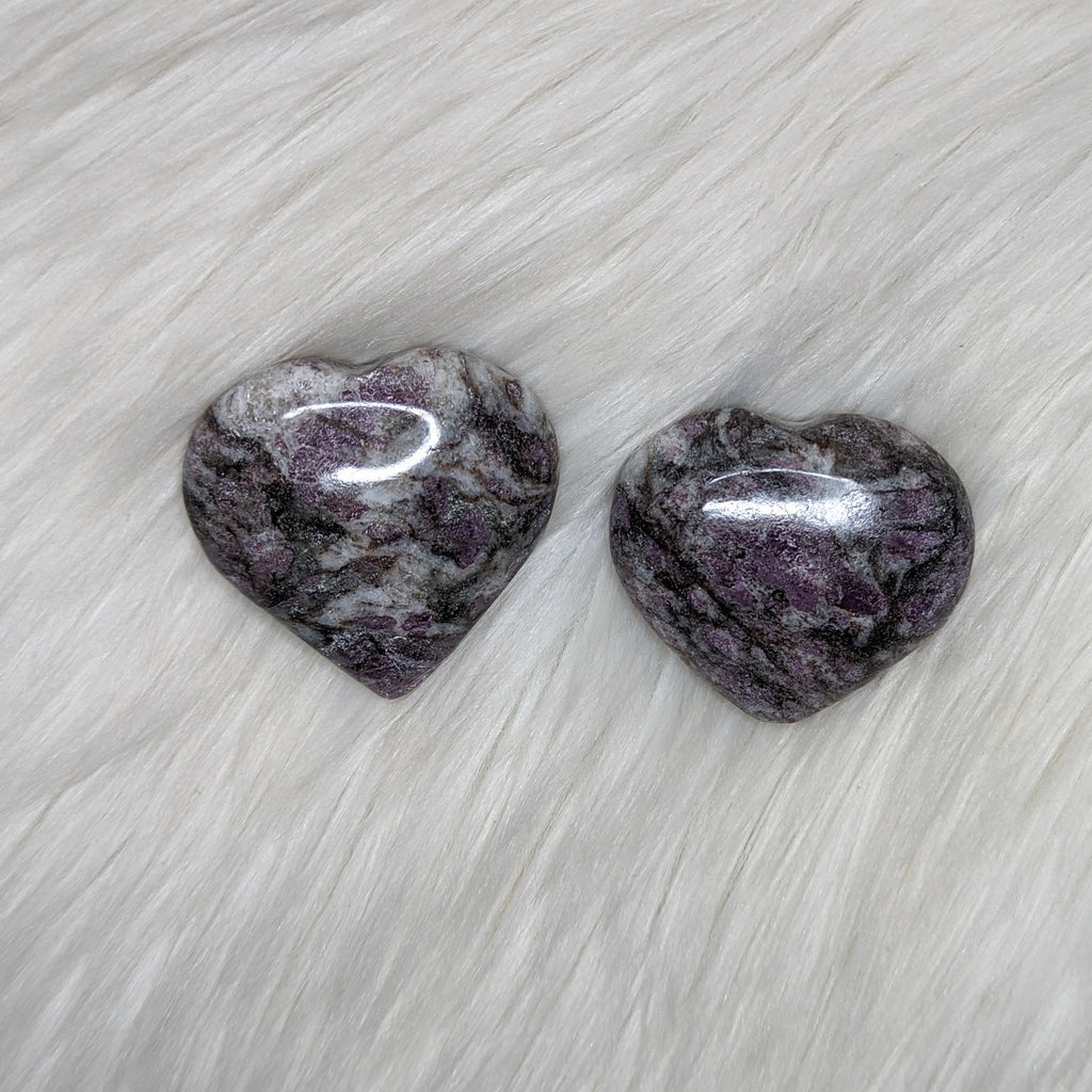 One Medium Soothing Ruby Feldspar Heart Carving - Earth Family Crystals