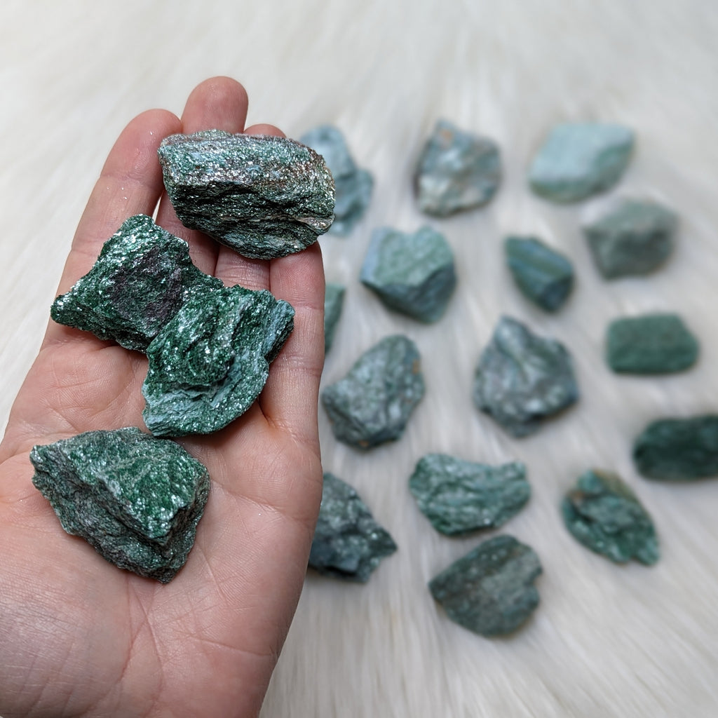 Fuschite - Set of 4 ~ Dazzling Green Gemstones - Earth Family Crystals