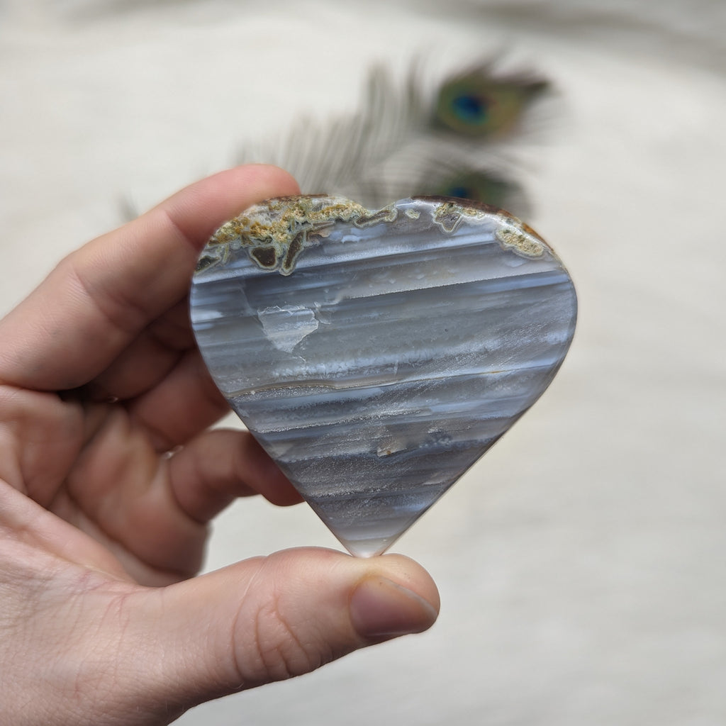 Small Natural Agate Heart Carving - Agate with Horizontal banding- From Brazil - Earth Family Crystals