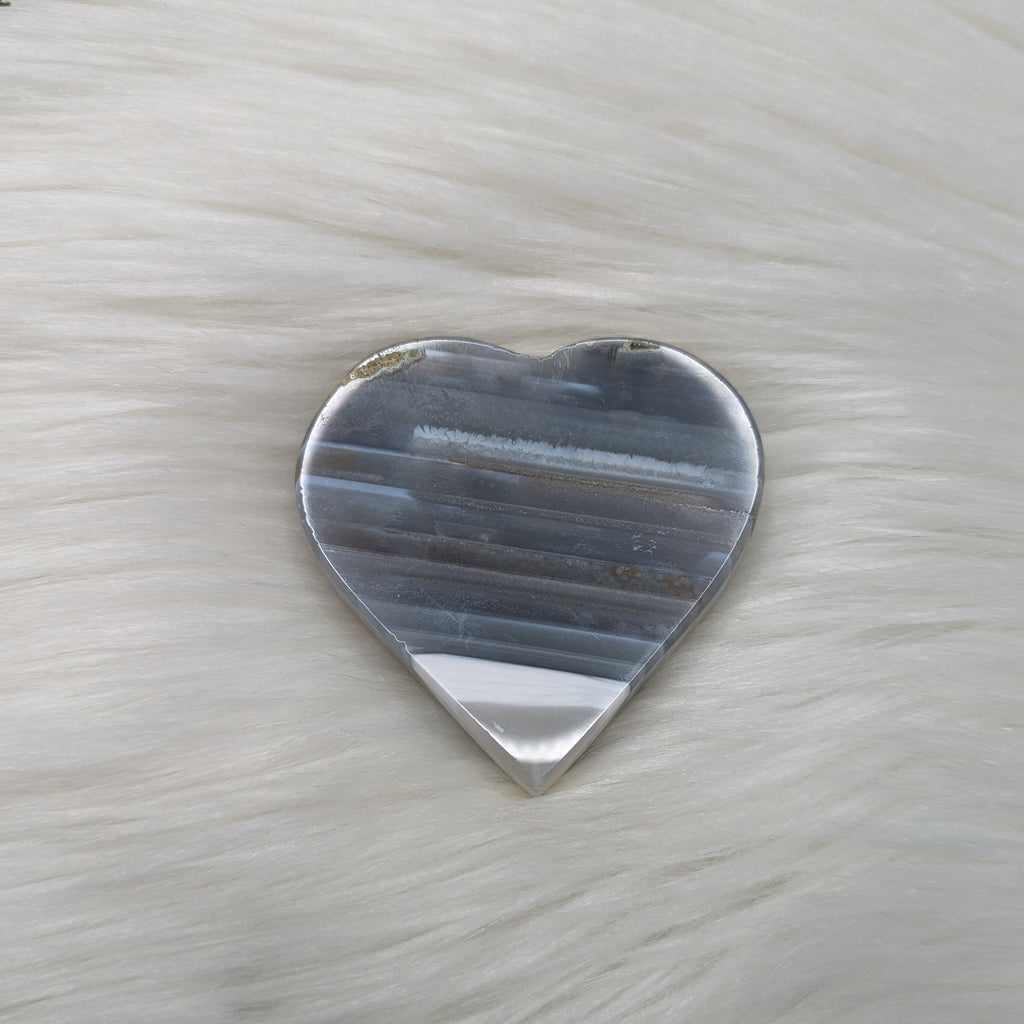 Small Natural Agate Heart Carving - Agate with Horizontal banding- From Brazil - Earth Family Crystals