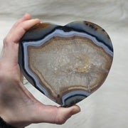 Large Natural Agate Heart Carving ~ Brazil ~ GORGEOUS BANDING AND DRUZY SPARKLE~ - Earth Family Crystals