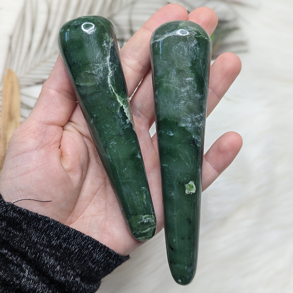 One Large Nepherite Jade Wand Carving ~ IDEAL FOR MASSAGE! - Earth Family Crystals