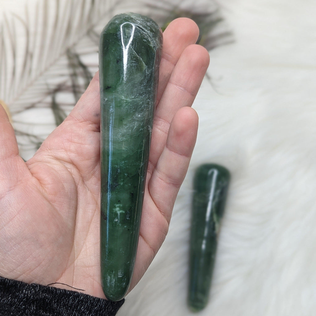 One Large Nepherite Jade Wand Carving ~ IDEAL FOR MASSAGE! - Earth Family Crystals