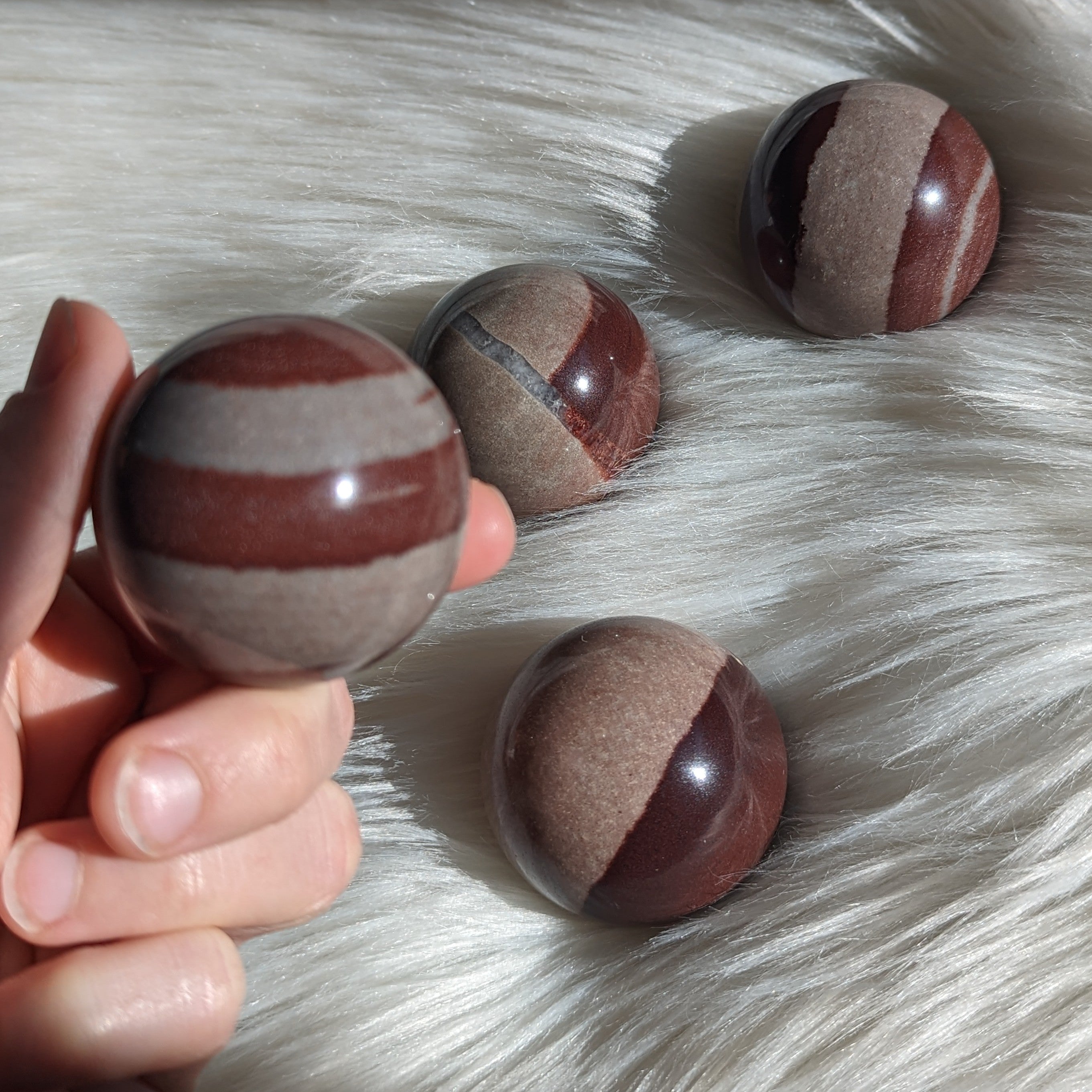 One Unique Shiva Lingam Medium Sphere Carvings From India - Earth Family Crystals