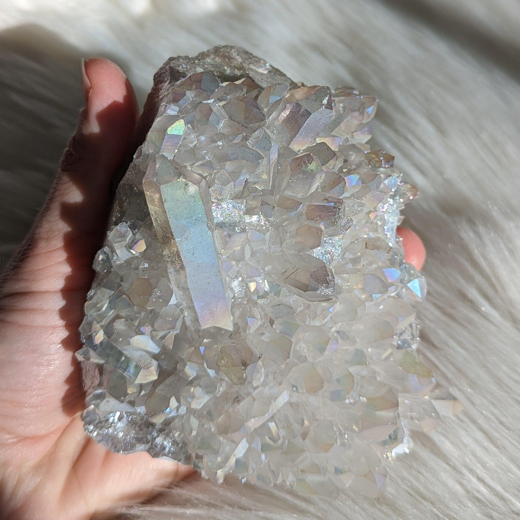 Amazing Pastel Shimmer ANGEL AURA QUARTZ CLUSTER - Earth Family Crystals