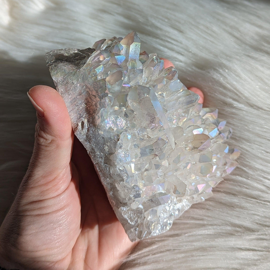 Amazing Pastel Shimmer ANGEL AURA QUARTZ CLUSTER - Earth Family Crystals