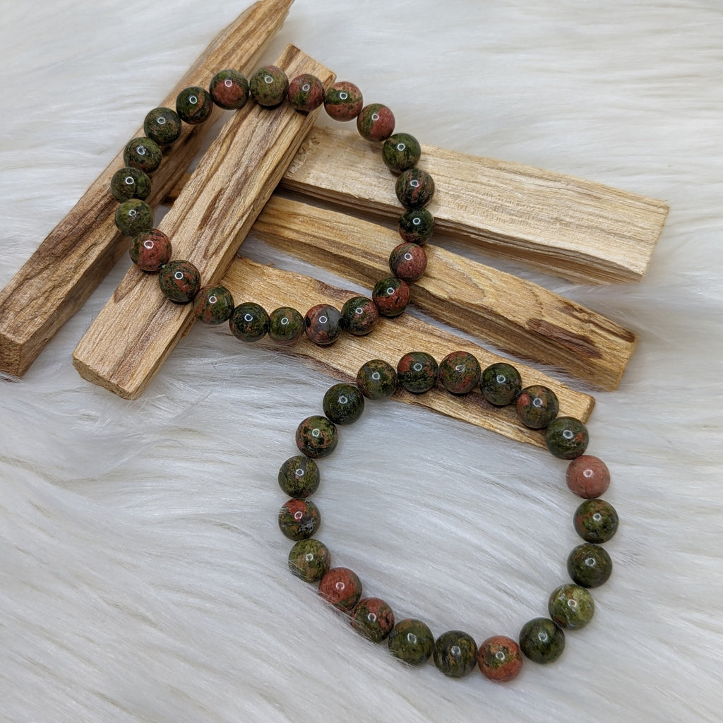 Boost Healing ~ One Unakite Gemstone Bracelet on Stretchy Cord - Earth Family Crystals