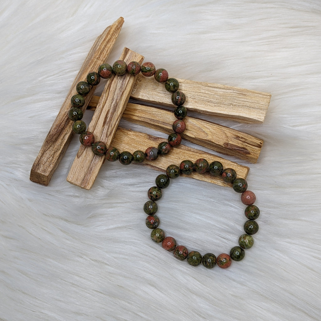 Boost Healing ~ One Unakite Gemstone Bracelet on Stretchy Cord - Earth Family Crystals