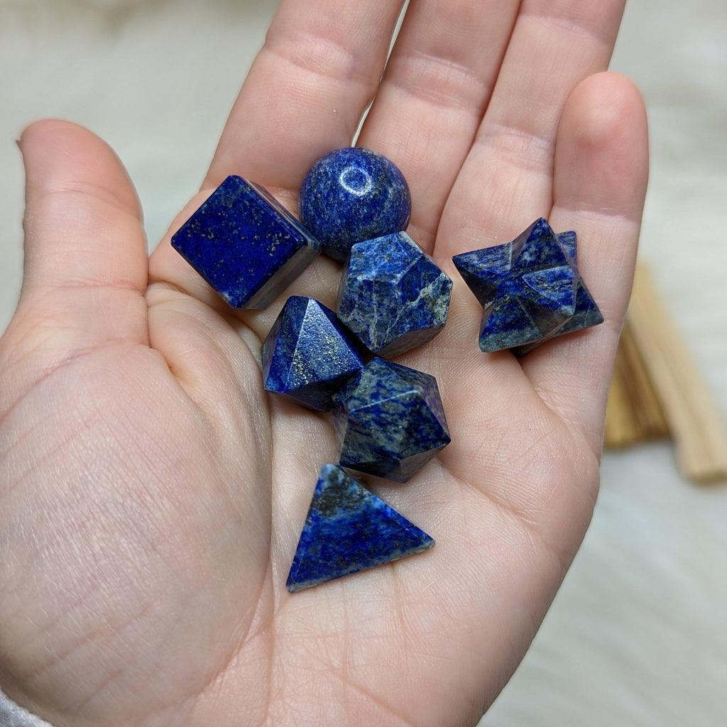 Sacred Geometry (Platonic solids) Blue Lapis Lazuli~  7 Shape Crystal Set - Earth Family Crystals