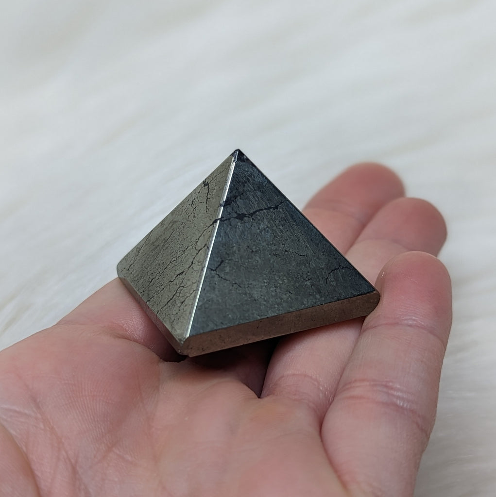 Shining Protective Pyrite Pyramid Carving - Earth Family Crystals