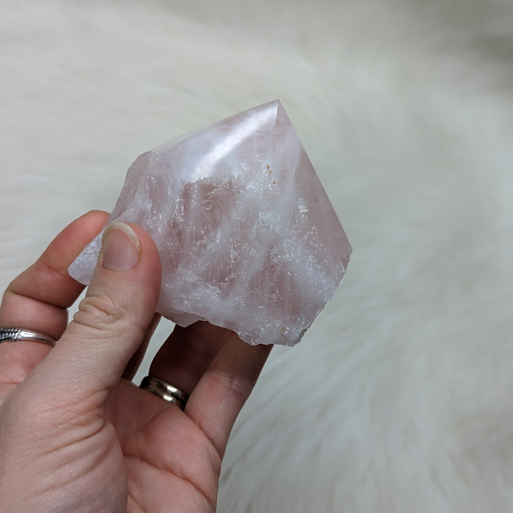 Soft and Loving Rose Quartz Polished Generator Point #2 - Earth Family Crystals