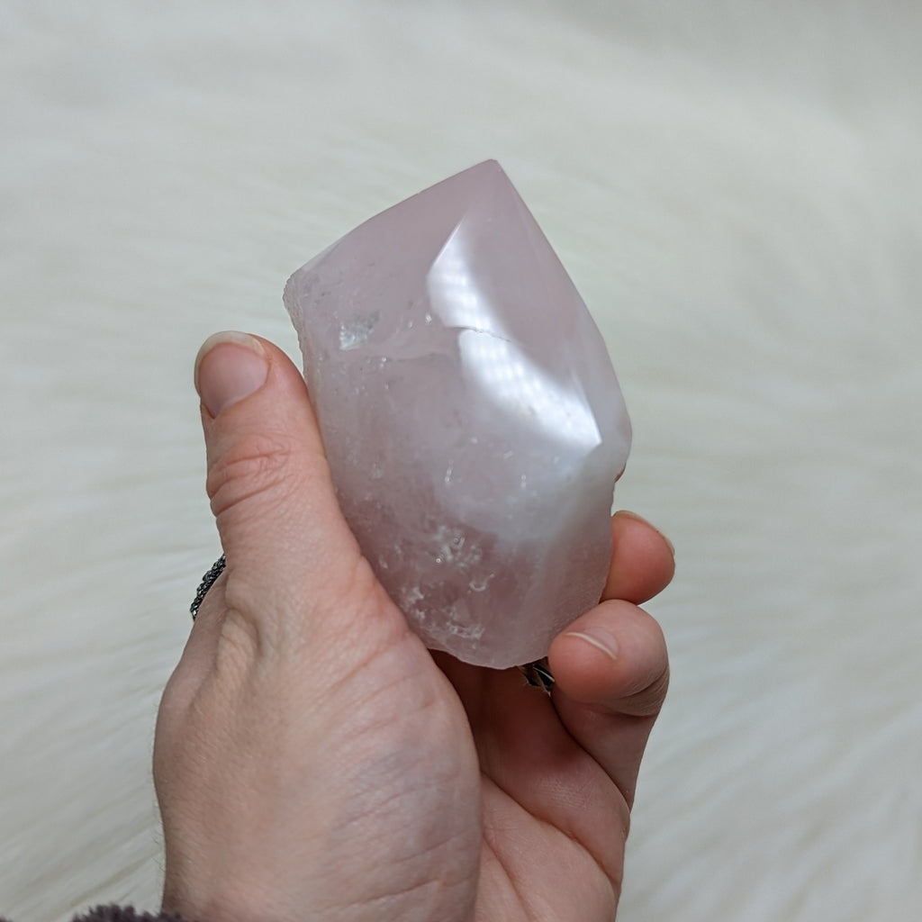 Soft and Loving Rose Quartz Polished Generator Point #3 - Earth Family Crystals