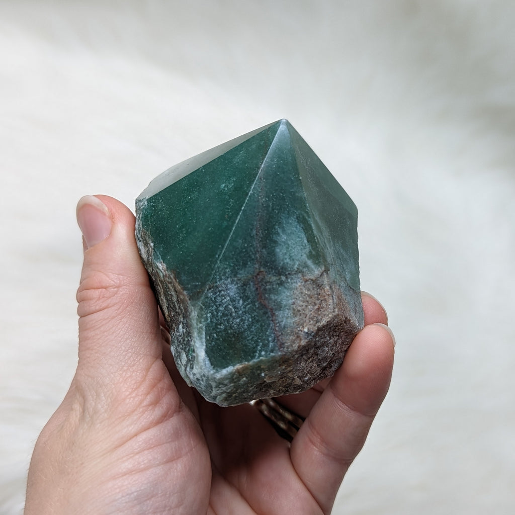 Dark Green Aventurine Polished Generator Point #1 - Earth Family Crystals