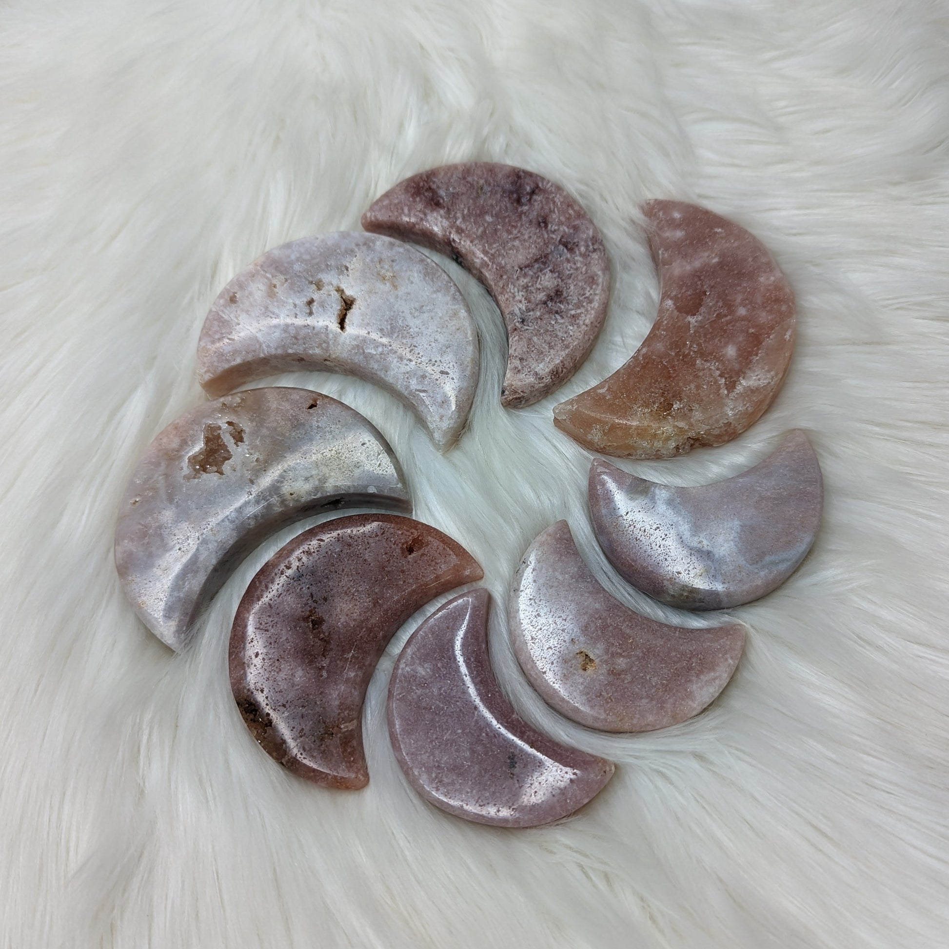 One DREAMY Pink Amethyst small Crescent Moon Carving - Earth Family Crystals