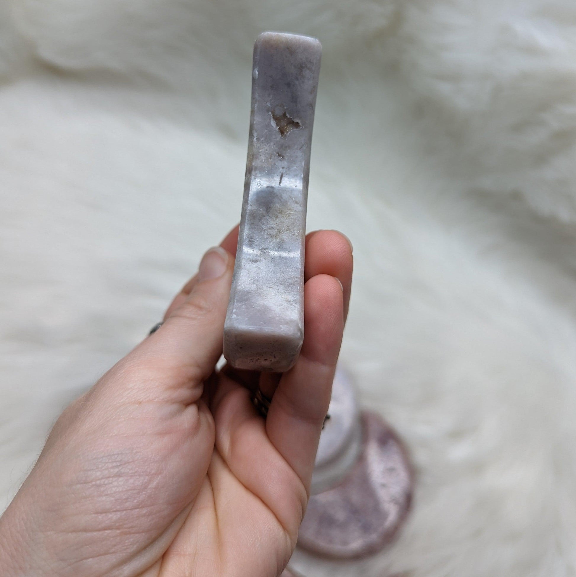 One DREAMY Pink Amethyst Large Crescent Moon Carving - Earth Family Crystals