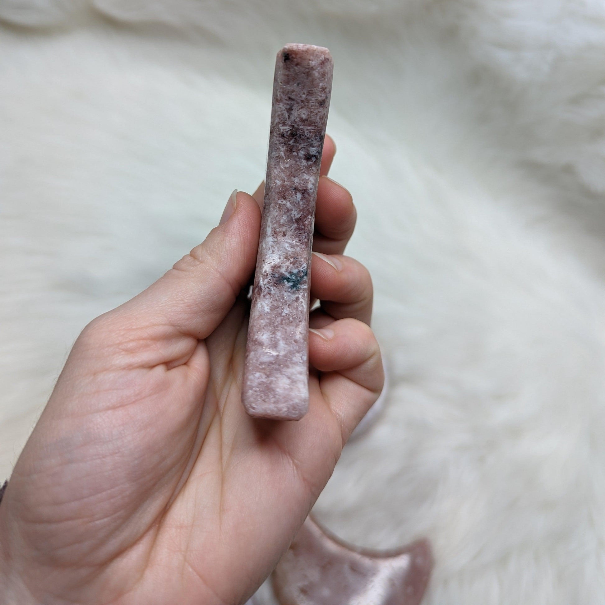 One DREAMY Pink Amethyst Large Crescent Moon Carving - Earth Family Crystals