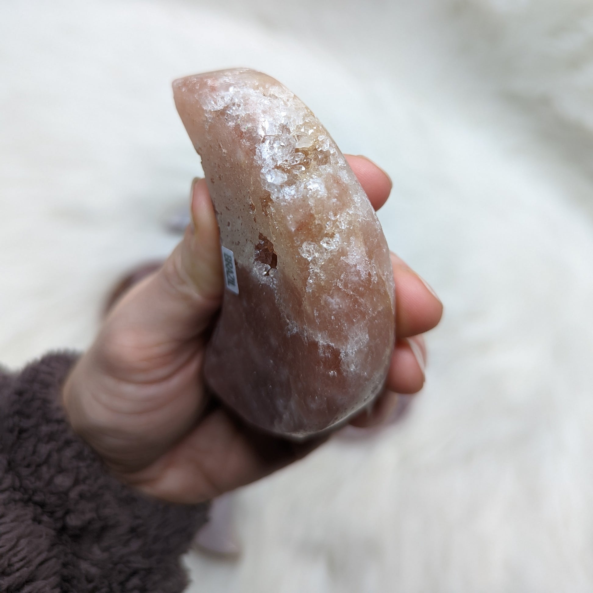 One DREAMY Pink Amethyst Large Crescent Moon Carving - Earth Family Crystals