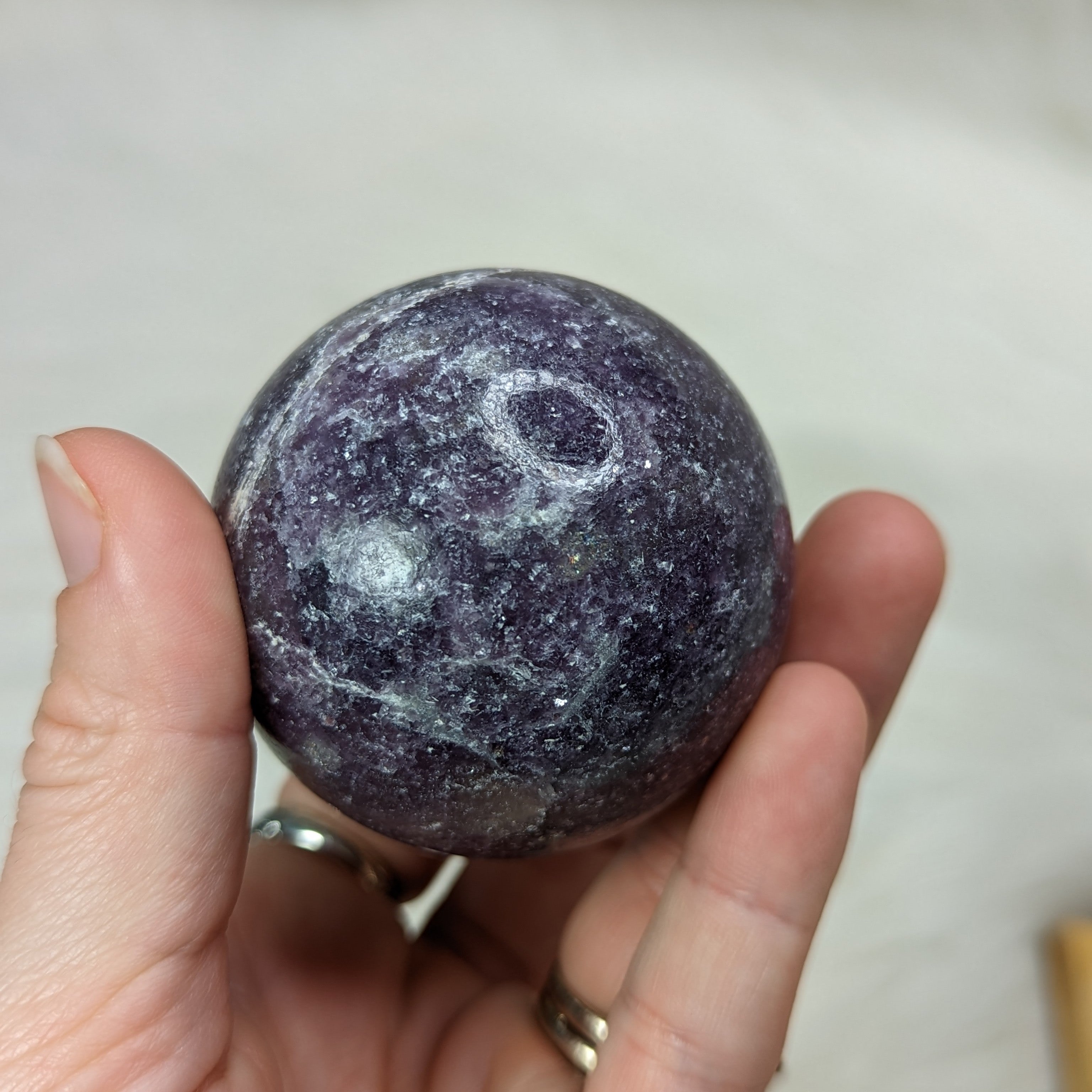 ONE Calming, Sparkling Lepidolite Sphere ~ Size 2 - Earth Family Crystals